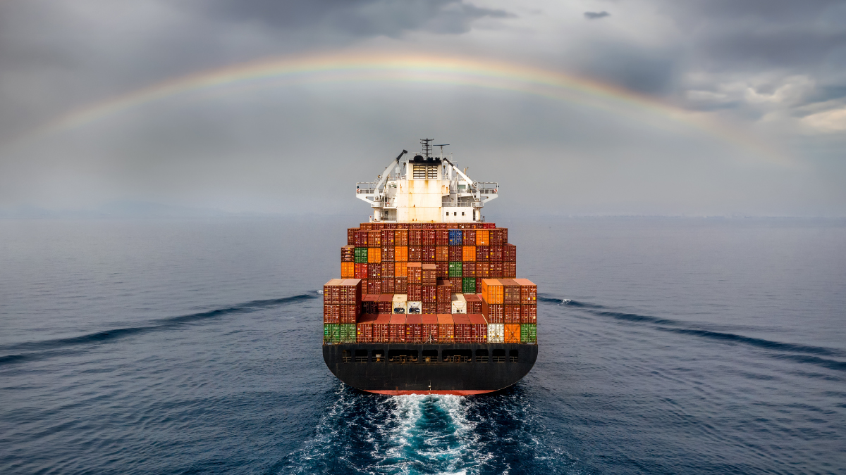 cargo ship sailing in the ocean
